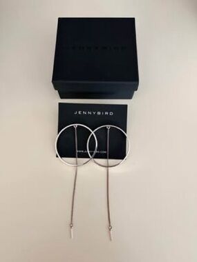 Jenny Bird Silver Threader Hoop Drop Earrings